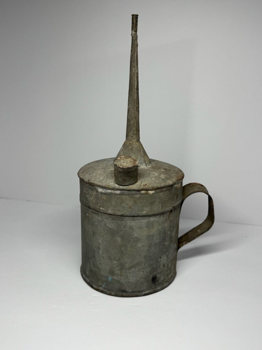 Vintage Galvanized Metal Oil Can With Handle & Long Spout - Industrial Farmhouse